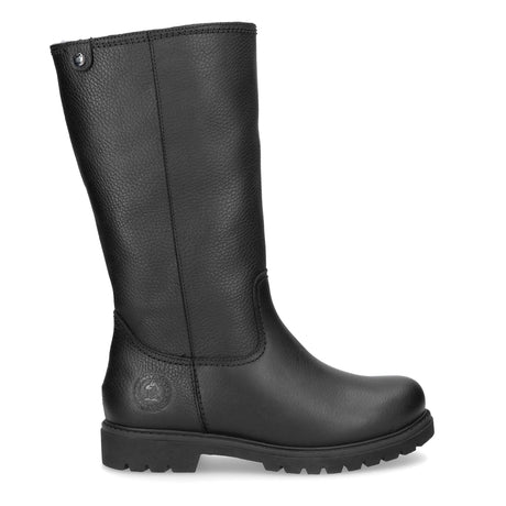 Bambina Igloo botas de piel con forro interior de pelo natural. negro