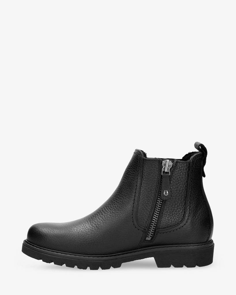 Bill Igloo botines de piel con forro interior de pelo natural. negro