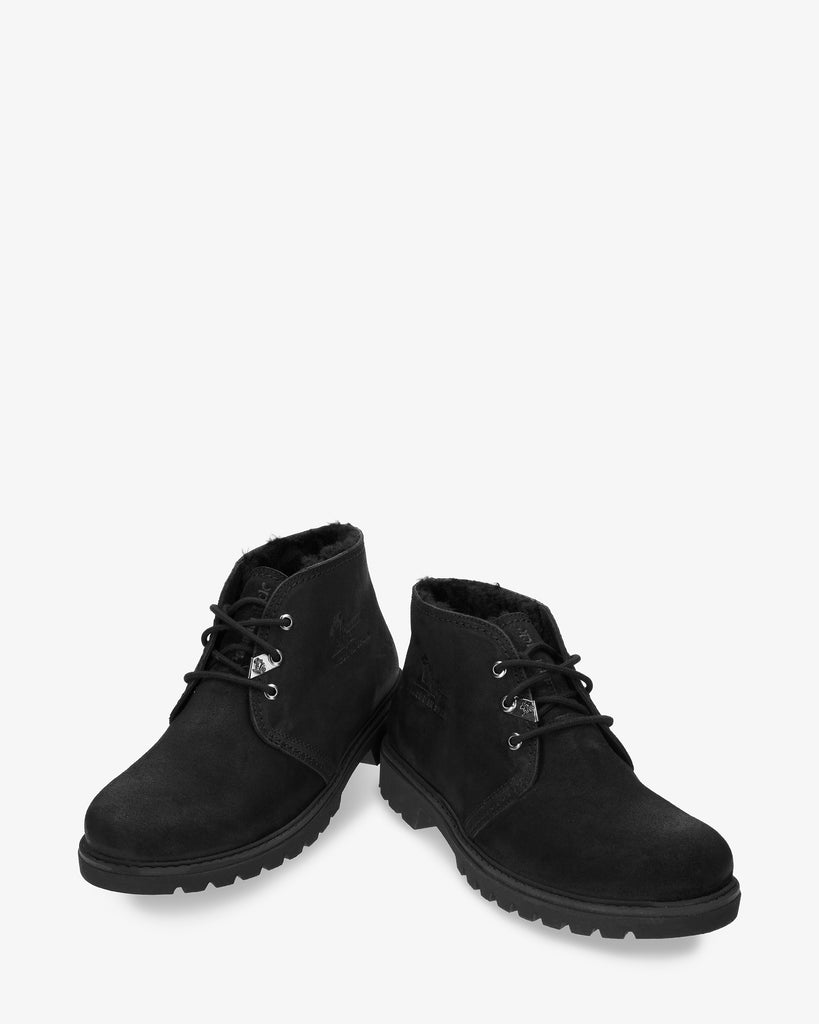 Bota Panama Igloo botines de piel con forro interior de pelo natural. negro
