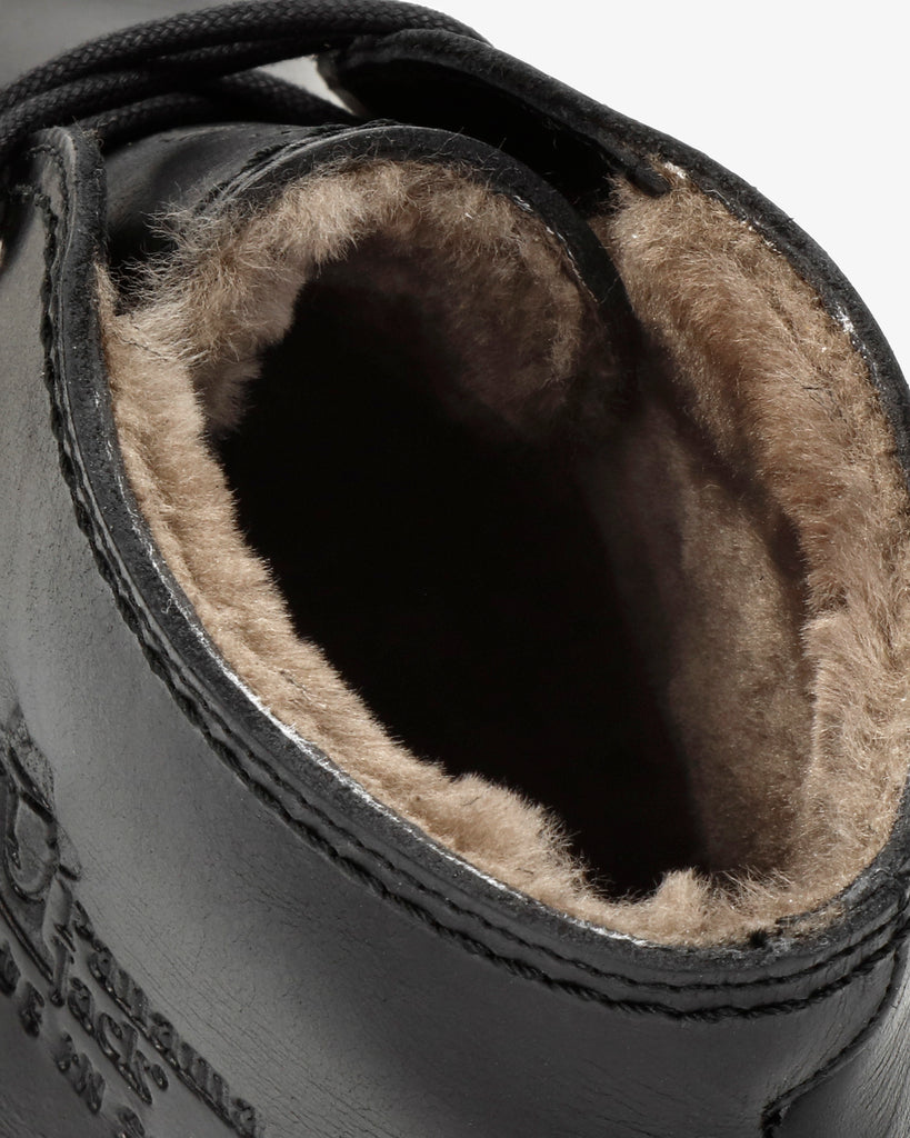 Bota Panama Igloo botines de piel con forro interior de pelo natural. negro