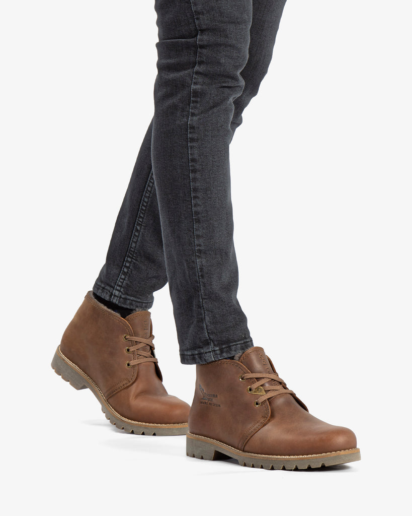 Bota Panama Igloo botines de piel con forro interior de pelo natural. cuero