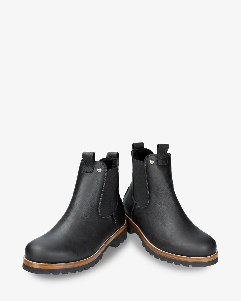 Burton Igloo botines de piel con forro interior de pelo natural. negro