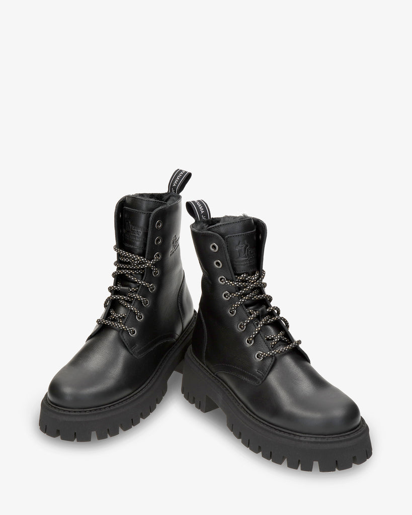 Carlyn botas de piel con forro interior de pelo. negro