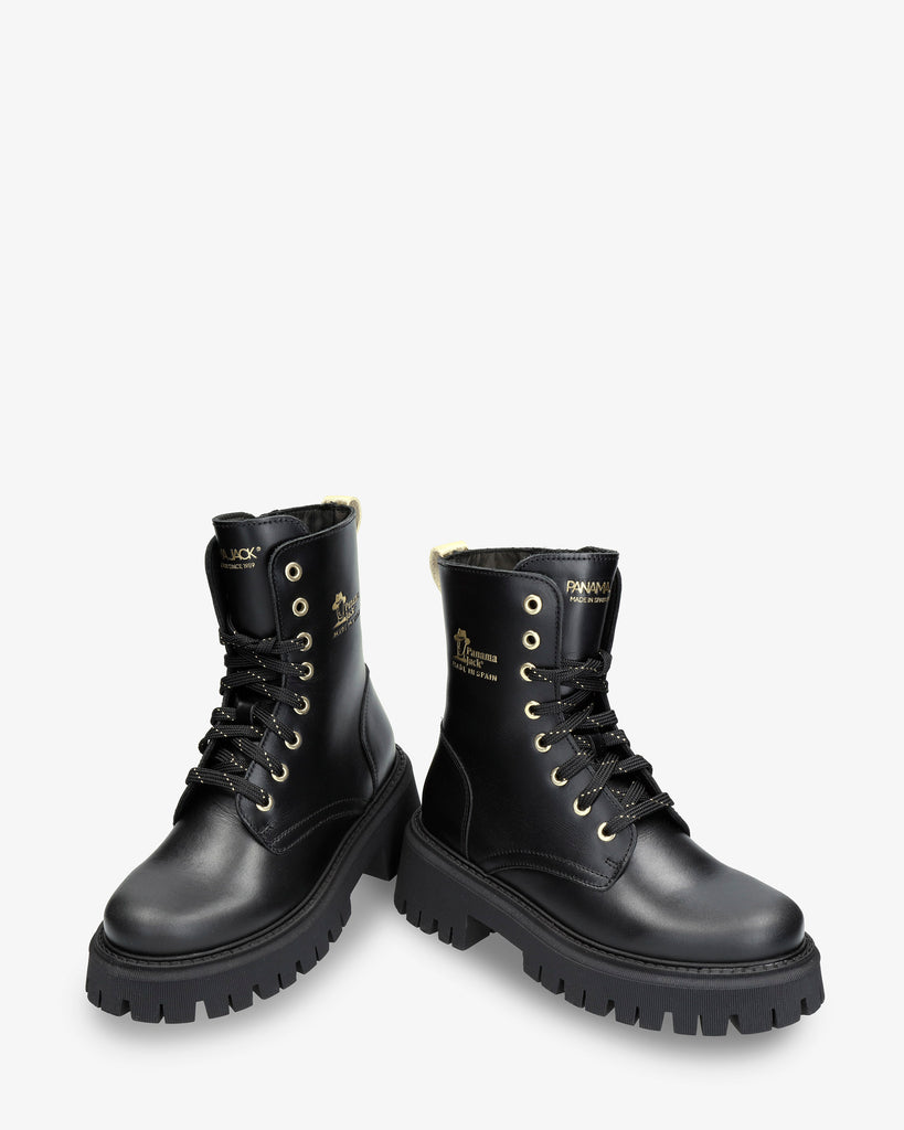 Carlyn botas de piel con forro interior de pelo. negro