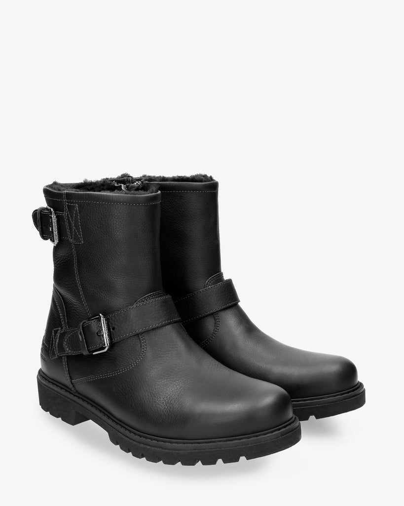 Faust botas de piel con forro interior de pelo. negro