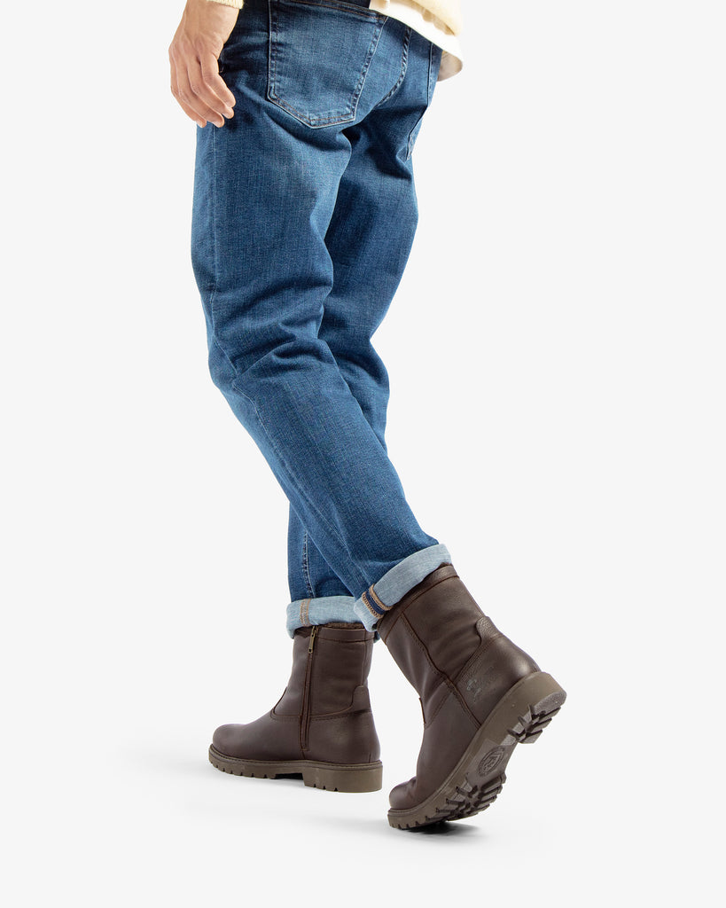 Fedro botas de piel con forro interior de pelo. marron