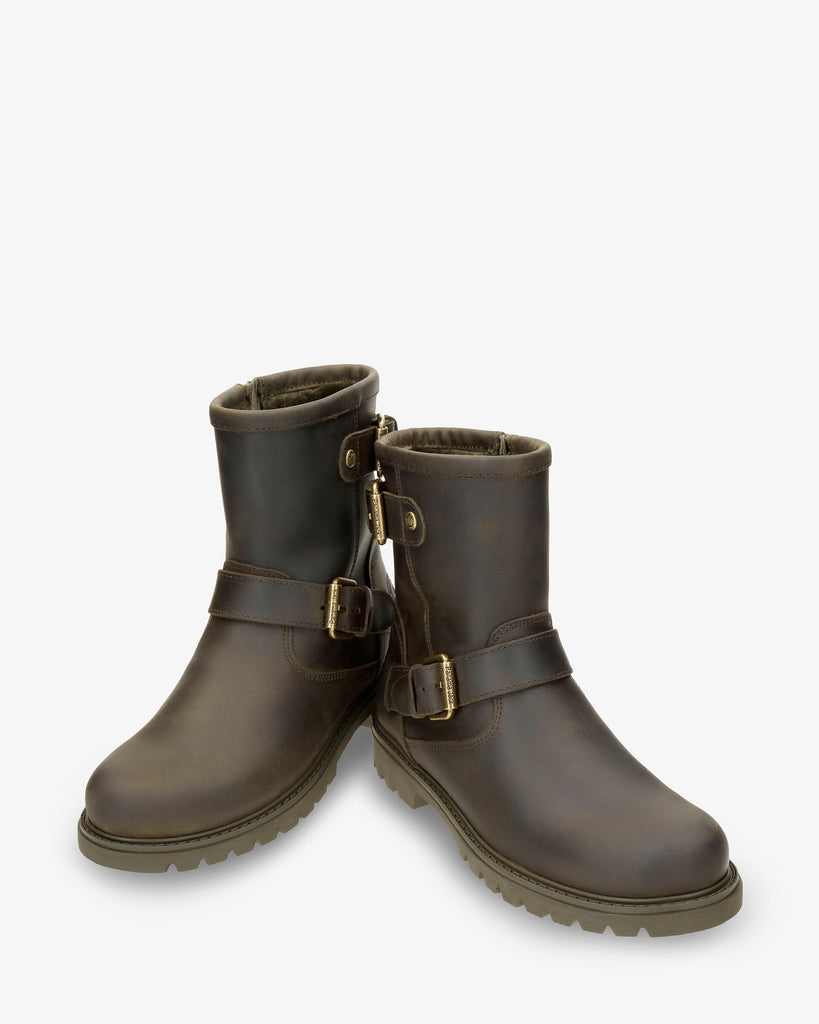 Felina Igloo botas de piel con forro interior de pelo natural. kaki