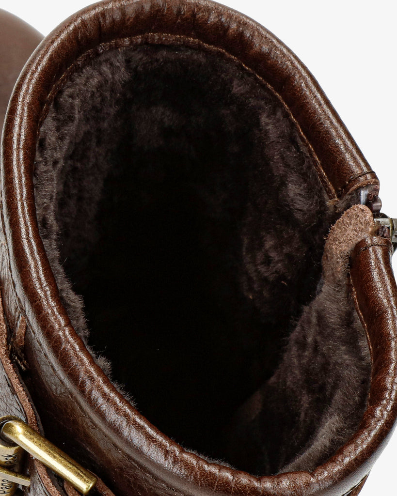 Felina Igloo botas de piel con forro interior de pelo natural. marron