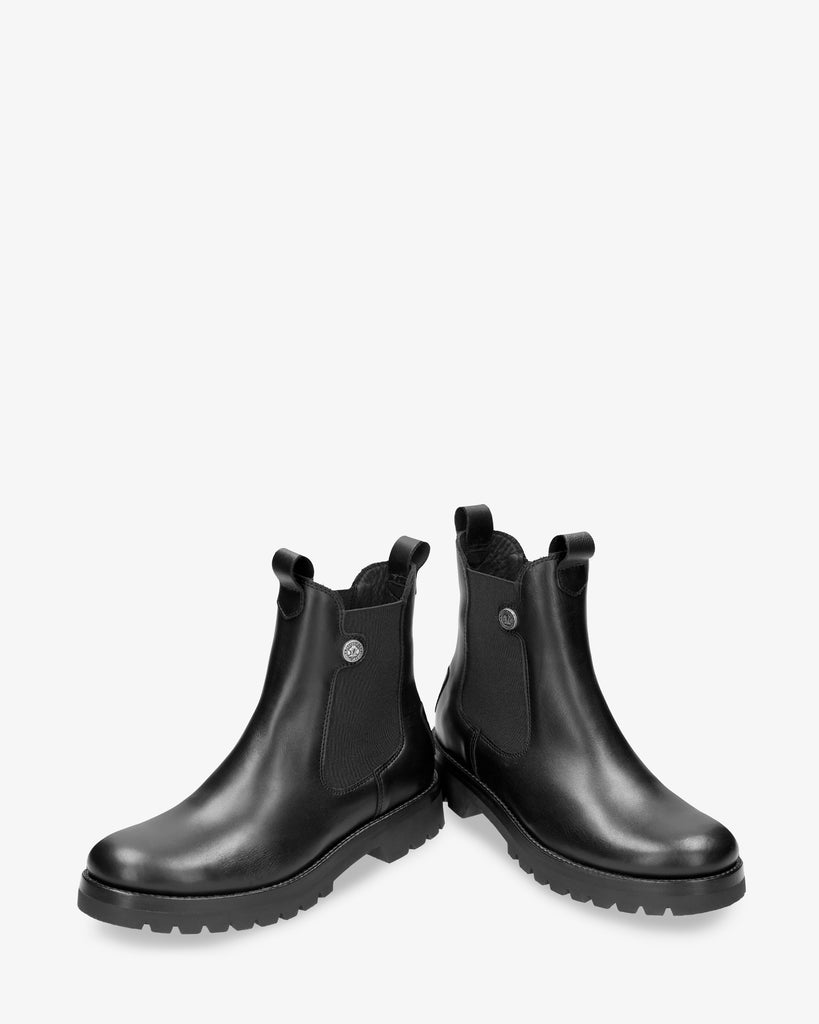 Francesca botines de piel con forro interior de piel. negro