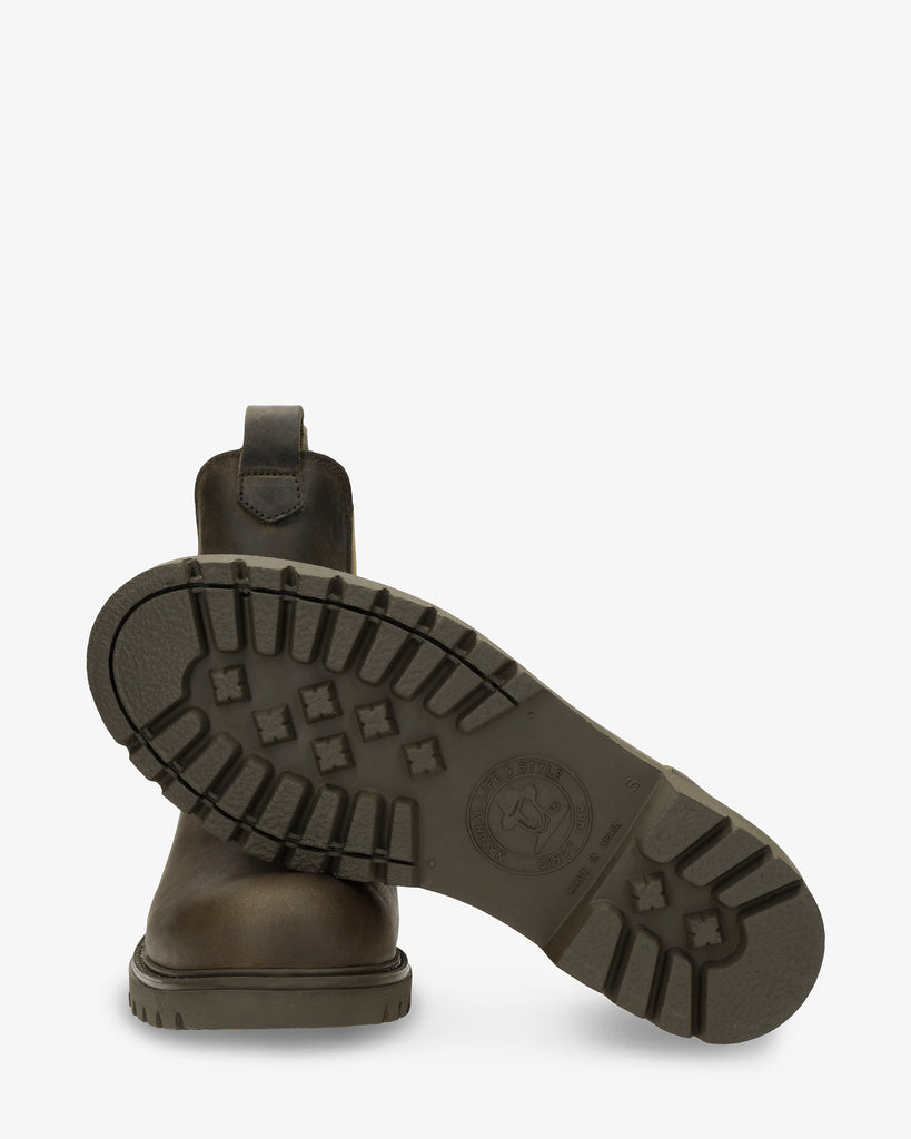 Francesca Igloo botas de piel con forro interior de pelo natural. kaki