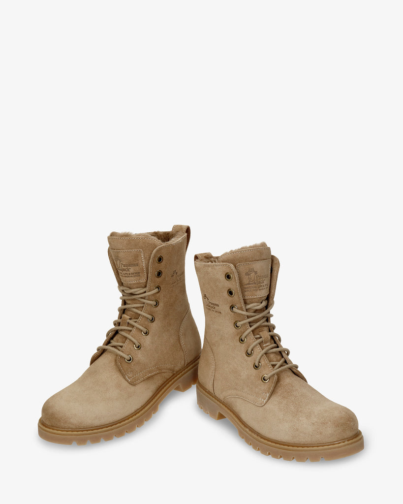 Frisia botas de piel con forro interior de pelo. taupe