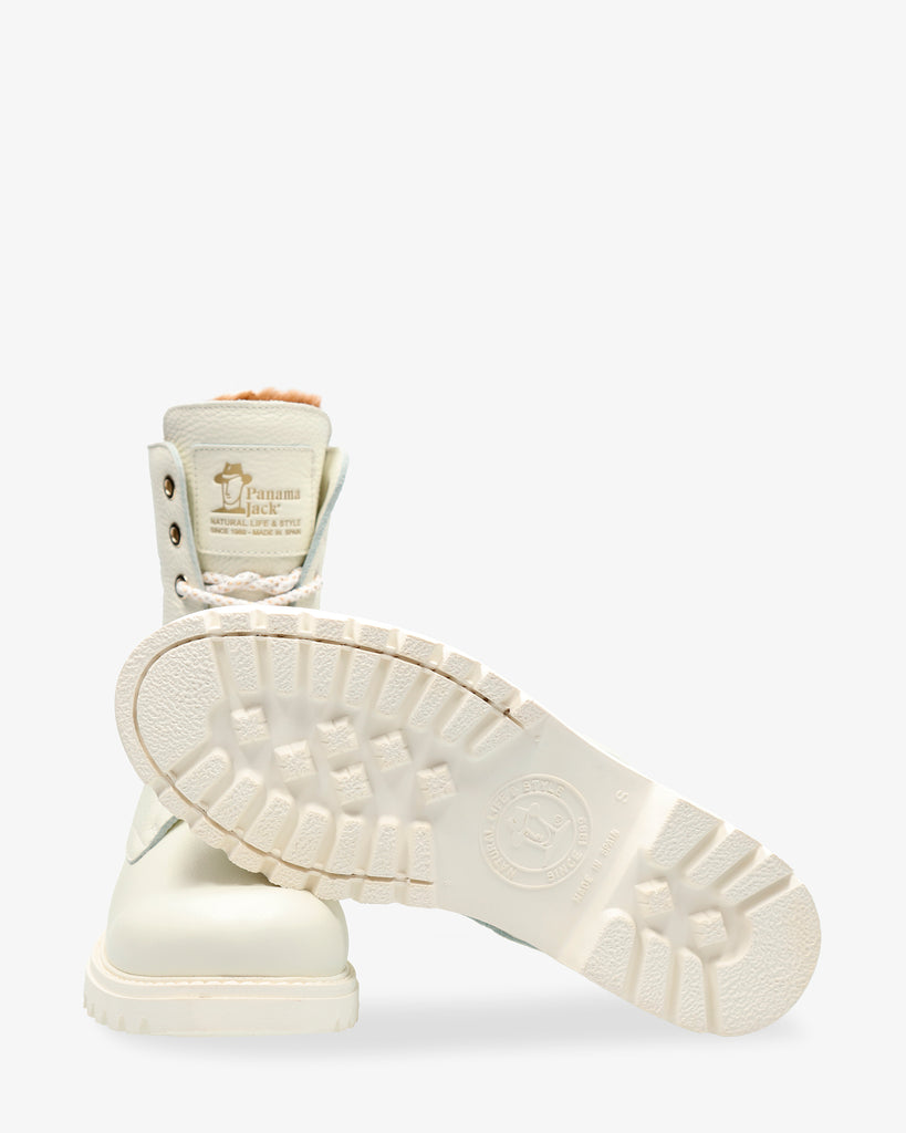 Frisia botas de piel con forro interior de pelo. blanco