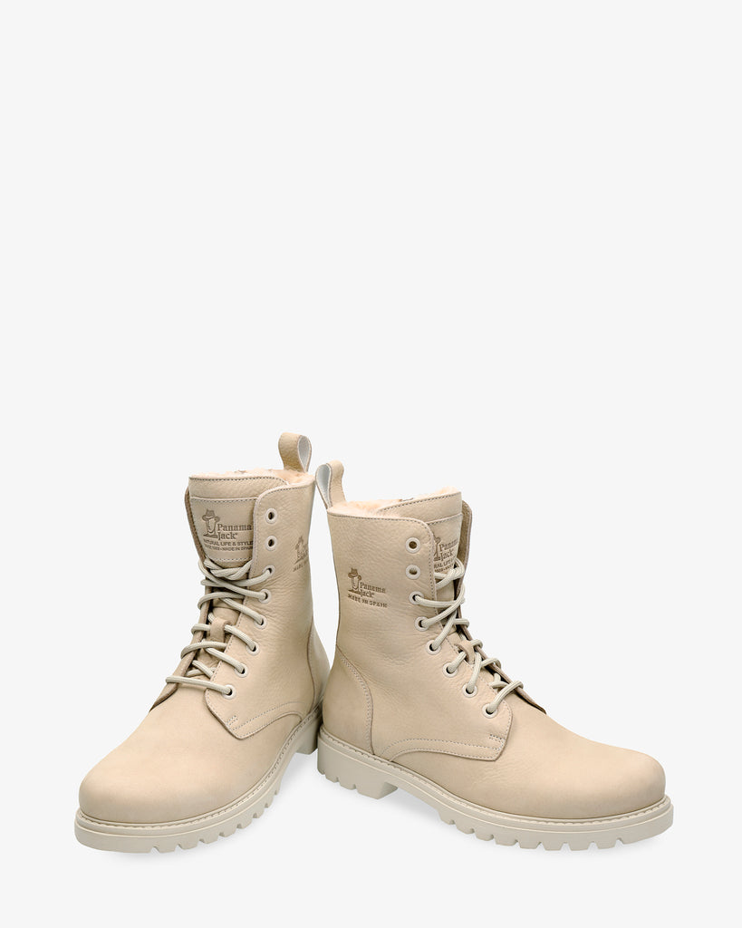 Frisia botas de piel con forro interior de pelo. crudo