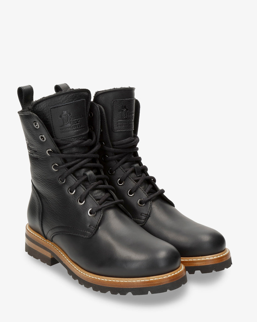 Frisia Igloo botas de piel con forro interior de pelo natural. negro