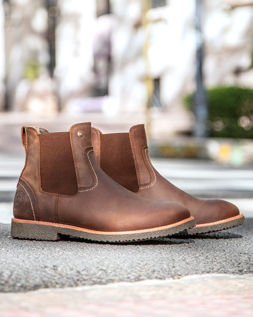 Garnock Igloo botines de piel con forro interior de pelo natural. cuero