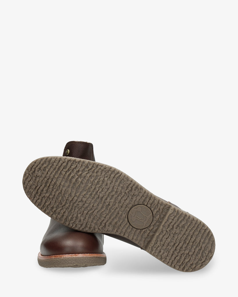 Garnock Igloo botines de piel con forro interior de pelo natural. castaño