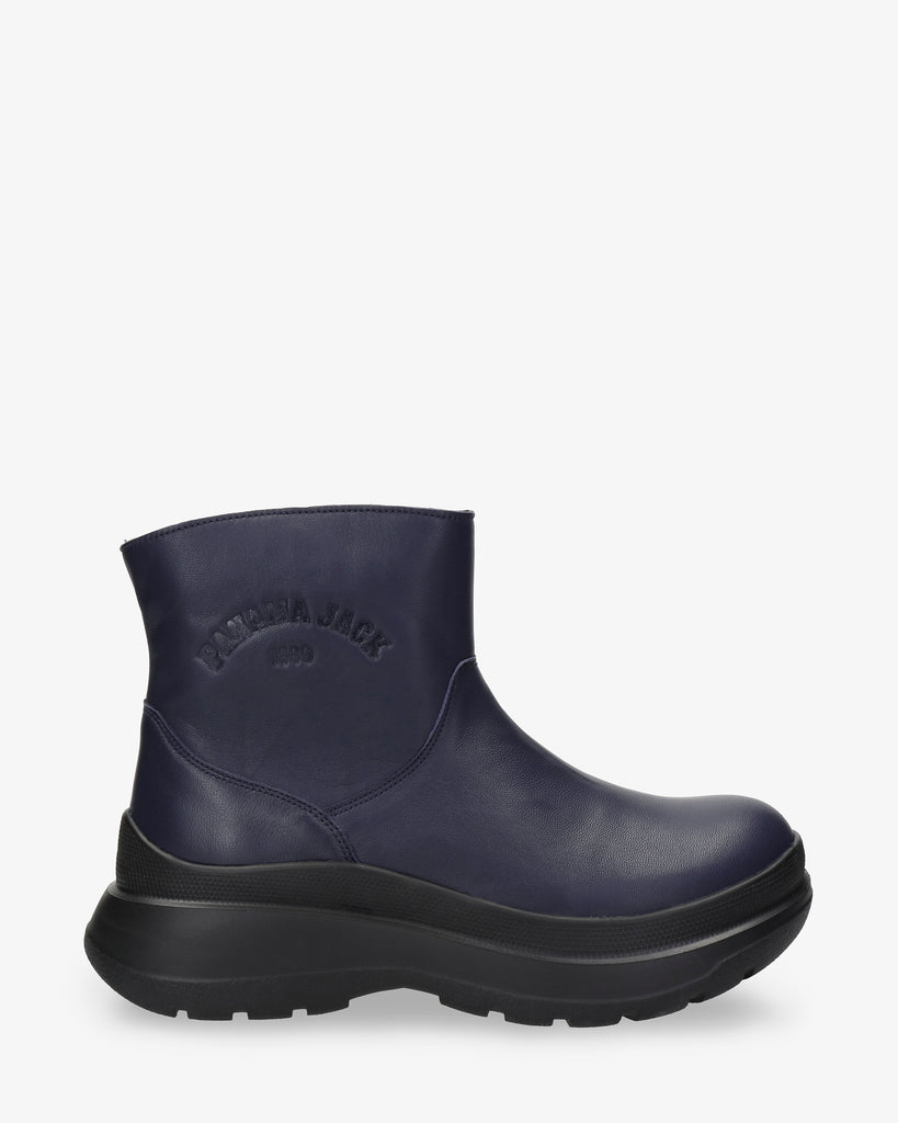 Henar botines de piel con forro interior de piel. marino