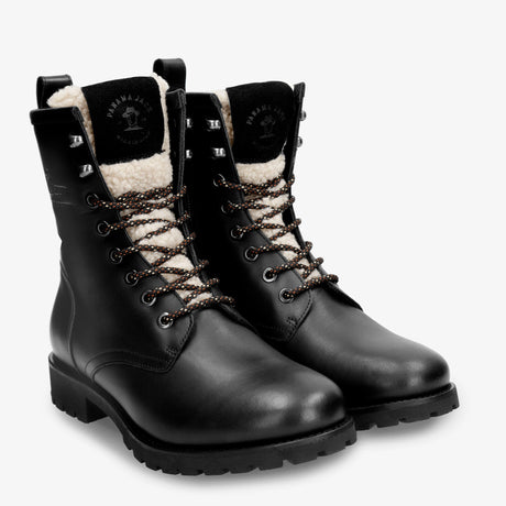 Ibi botas de piel con forro interior de pelo. negro