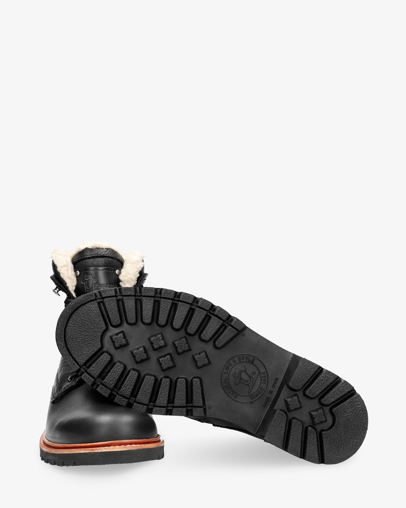 P03 Aviator botas de piel con forro interior de algodón. negro