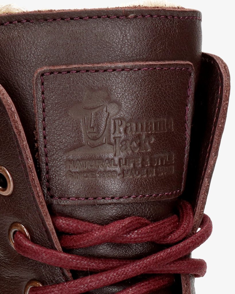 Padma botas de piel con forro interior de pelo. burdeos