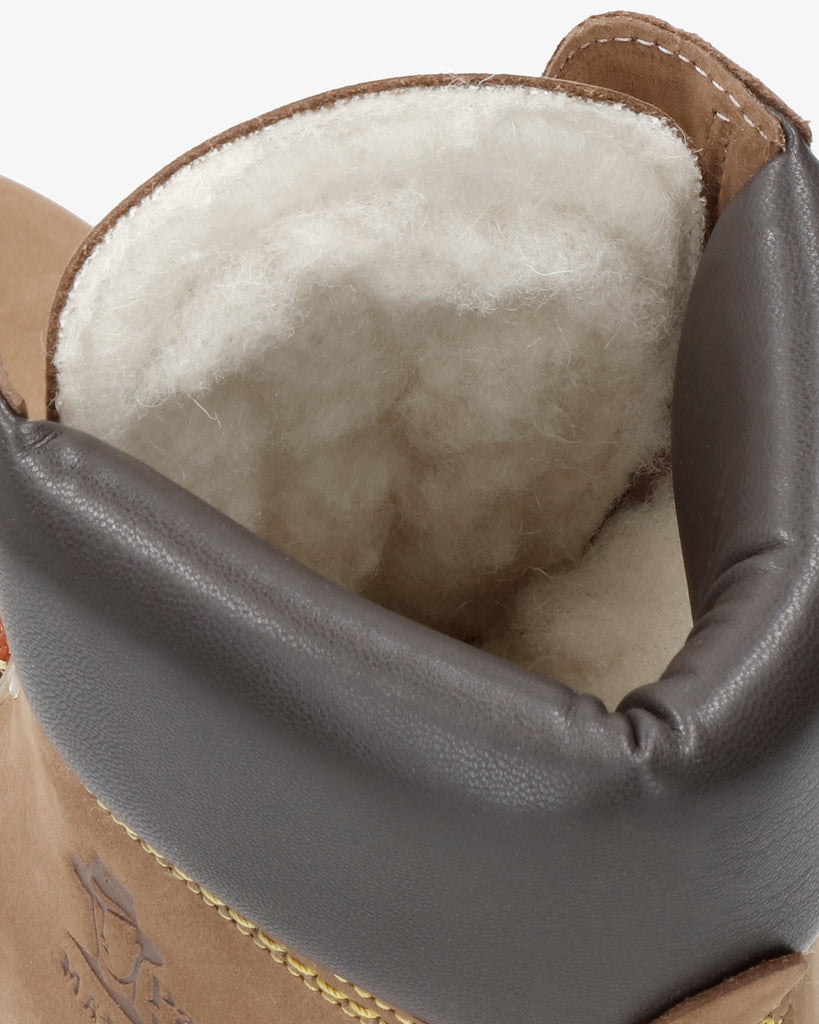 Panama 03 Wool botas de piel con forro interior de lana. avellana