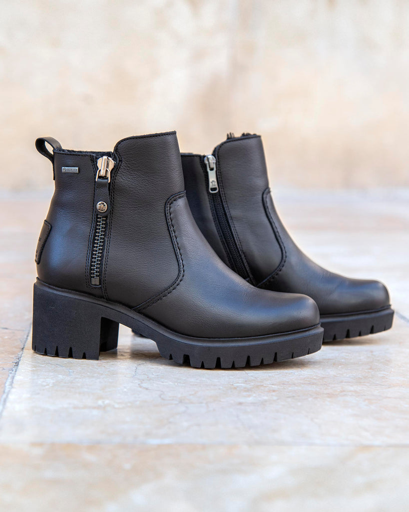 Pauline Gtx botines de piel con forro interior de gore-tex®. negro