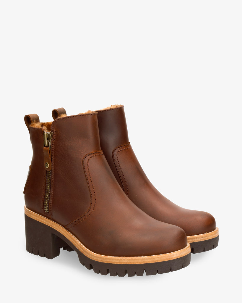 Pauline Igloo botines de piel con forro interior de pelo natural. cuero