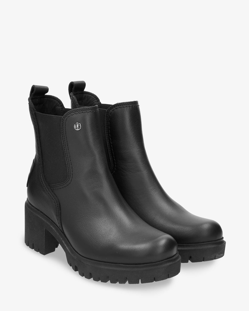 Pia botines de piel con forro interior de piel. negro