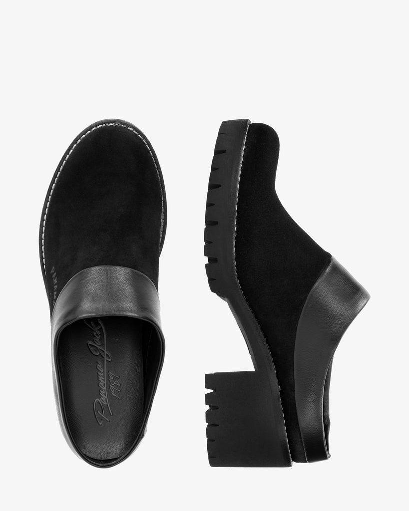 Priana zueco de piel con forro interior de piel. negro