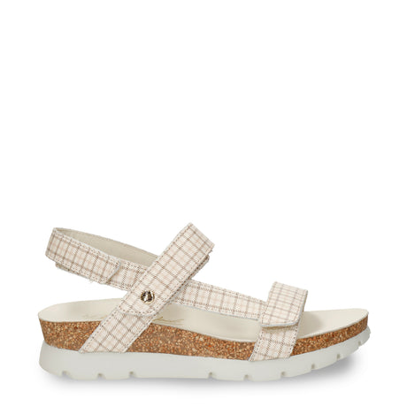 Selma Plaid sandalias de piel con forro interior de piel. crudo