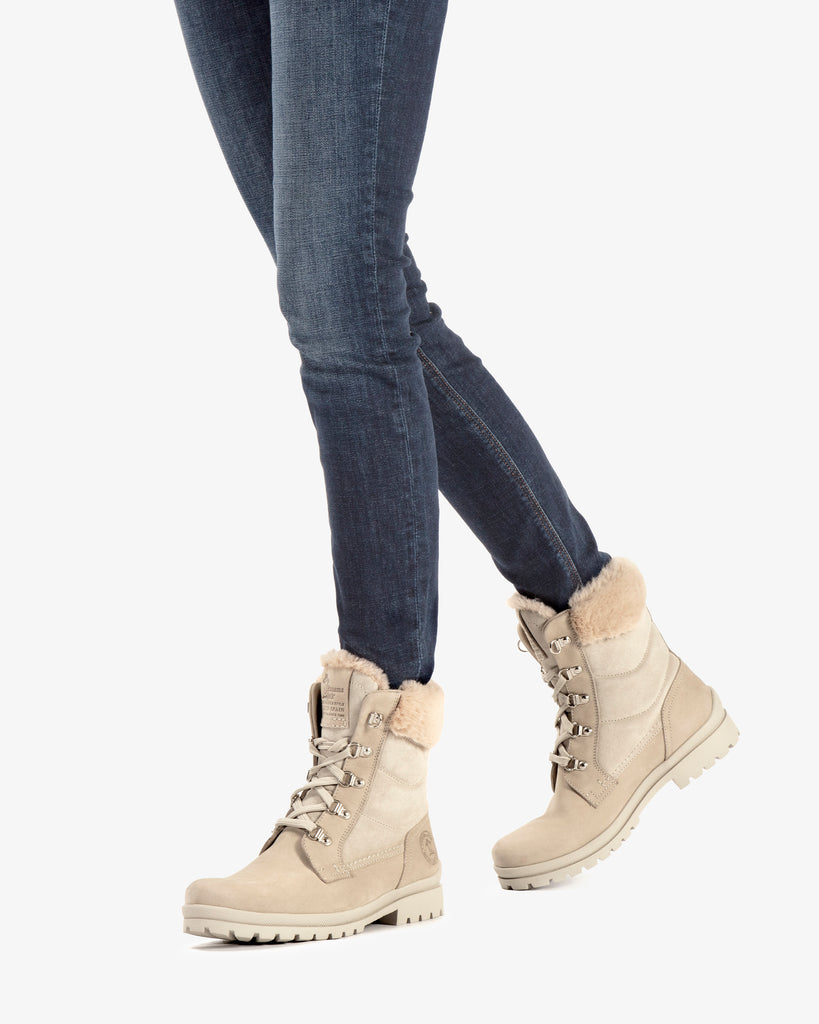 Tuscani botas de piel con forro interior de pelo. crudo