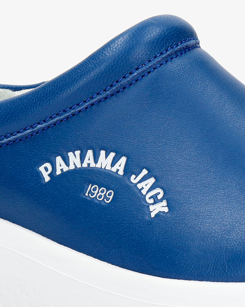 Yuri zueco de piel con forro interior de piel. azul